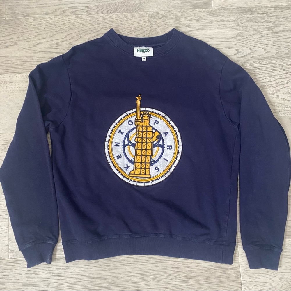 Rare Navy Blue Kenzo ‘Statue of Liberty’ Graphic Size Medium Sweater